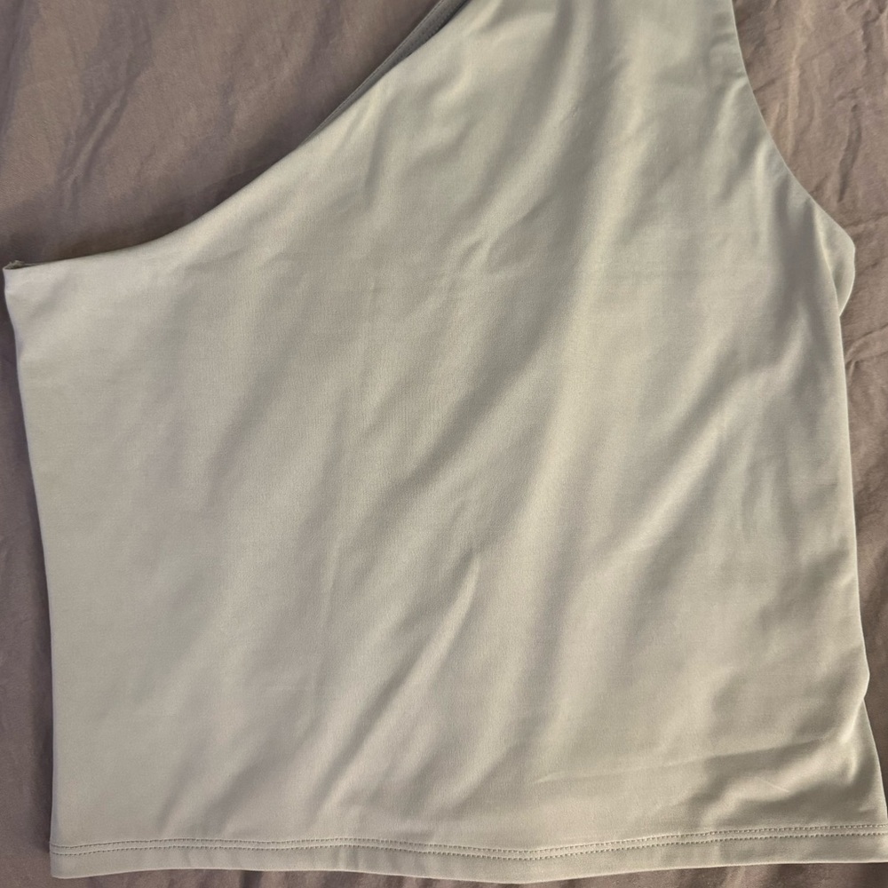 Express Body Contour Light Green One Shoulder Cropped Tank size Small - Picture 2 of 5